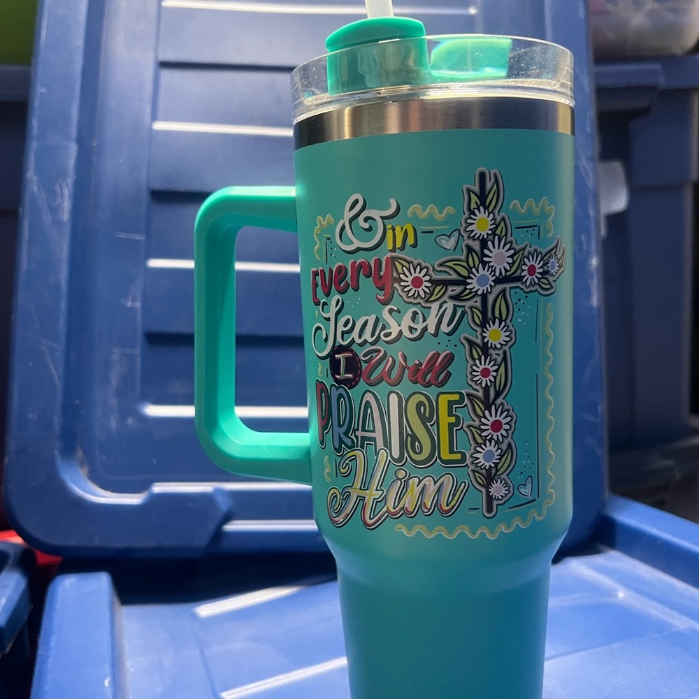Inspirational Teal Mug with Handle